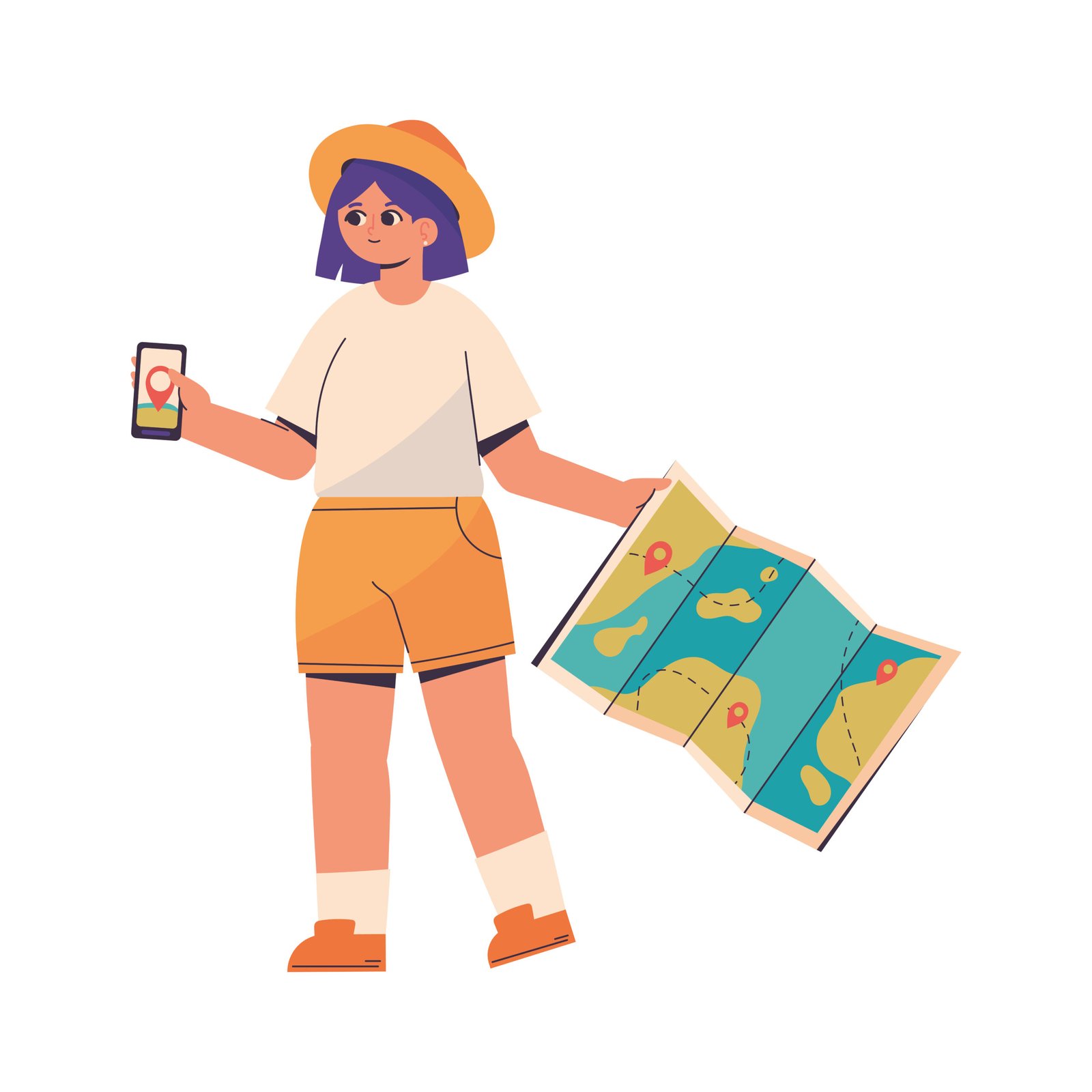 tourist woman with map